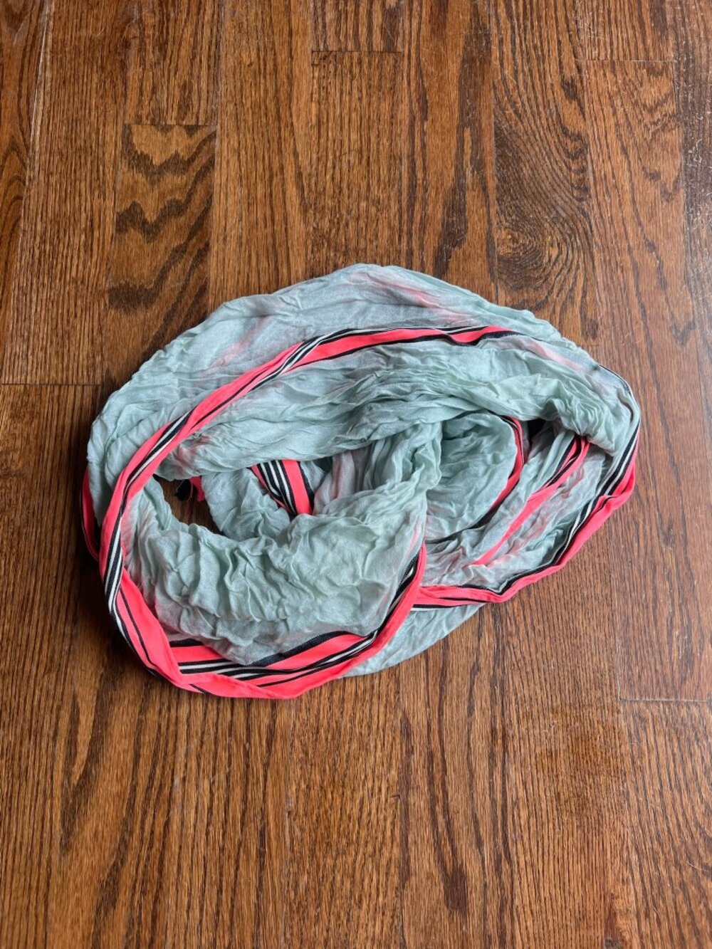Mint Blue Infinity Scarf Neon Pink Stripe Trim Loop Scarf O/S - Picture 1 of 2